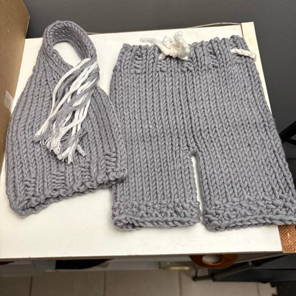 Baby Crochet Grey pants & hat